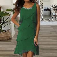 Vestido Maxi sin Mangas Elegante para Mujer Vestido Casual de Boda con Chaleco de Diamante - details 9