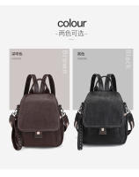 Mochila de cuero genuino para mujer, bolso de moda, bolsas de viaje antirrobo, estilo urbano, plegable, de cuero suave, bolso trasero vintage, bolsas impermeables, estilo punk, personalidad callejera - details 1