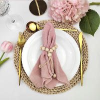 Juego de 6 servilletas de tela de costura de terracota, venta al por mayor de fábrica de algodón, servilletas de tela, toallas de mesa de gasa, decoración de boda, Pascua - details 11
