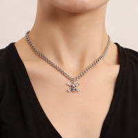Joyería Collar con colgante de calavera de hip-hop simple y exagerado para mujer Cadena de clavícula metálica sin decoloración - details 0