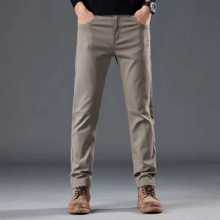 Pan de pierna recta clásico de otoño para hombre, clong cómodo y puro para hombre - 1