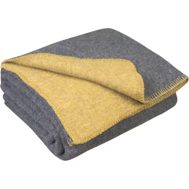 130 x 170 cm Manta Lana Merino - Plaid de Lana de Oveja para Viaje Militar Camping, Cubre para Sofá Cama, Mantas Sofás, Cobijas Calientes Invierno Verano - 1