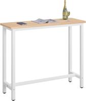 Conjunto de Mesa de Bar y 2 Taburetes, Muebles de Comedor, Mesa Alta y Taburetes de Bar, Barra Cocina y Salon, 140x40x100 cm, Metal + MDF, Roble Claro - details 18