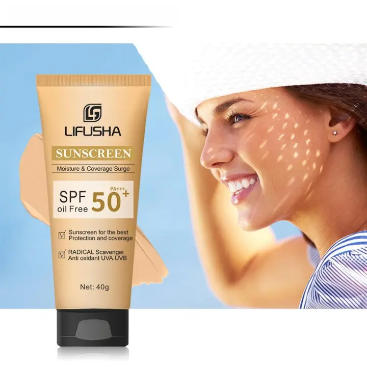 Crema de protección solar hidratante con Control de aceite SPF 50, base bloqueadora solar para rostro con protección de la piel y Control de aceite, 40g P3I4 - 1