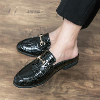 Sandalias con diseño de piedra sintética para hombre, zapatos con hebilla de herradura, tacón versátil, a la moda - details 17
