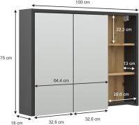 Armario con espejo para baño Viola, Antracita/Blanco, 100 x 75 cm - details 18
