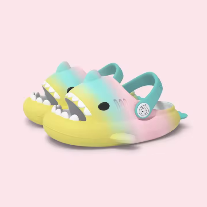 Zapatillas de Niños de Gradiente Arcoíris de Verano Diseño de Tiburón de Dibujos Animados Lindo - 1