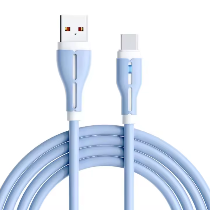 Cable USB Type C de carga rápida para teléfono móvil, Cargador LED de silicona de 100W, 6A, transferencia de datos, 100W, 6A - 1