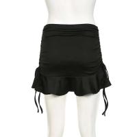 HEYounGIRL-minifalda de cintura baja con volantes, faldas cortas negras ajustadas con cordón, faldas cortas sexis Y2K, trajes informales de moda de verano para mujer - details 0