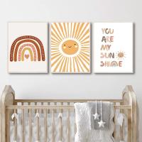 Póster infantil de amor, arcoíris, sol, oso, erizo, nube, flor sonriente, pintura en lienzo adecuada para dormitorio de bebé, habitación de niños - details 4