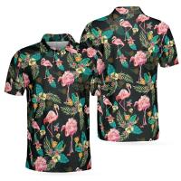 Camisetas de golf de manga corta con estampado 3D de Flamenco para hombre y mujer, polo callejero de moda, Hawaii Beach, camisetas nuevas - details 2