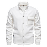 Suéter de manga larga con solapa para hombre, cárdigan con bolsillo, decoración, Color sólido, novedad de otoño e invierno, 2024 - details 19