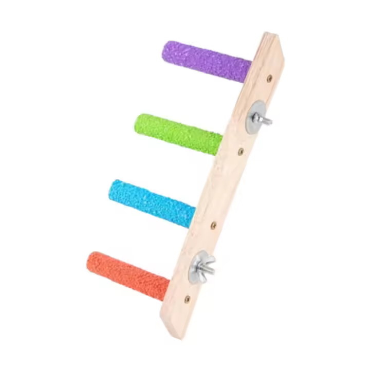 Escalones de madera Natural para pájaros y mascotas, soporte de percha para pájaros resistente al desgaste, juguete para moler garras, escalera de madera para pájaros resistente a mordeduras - 1