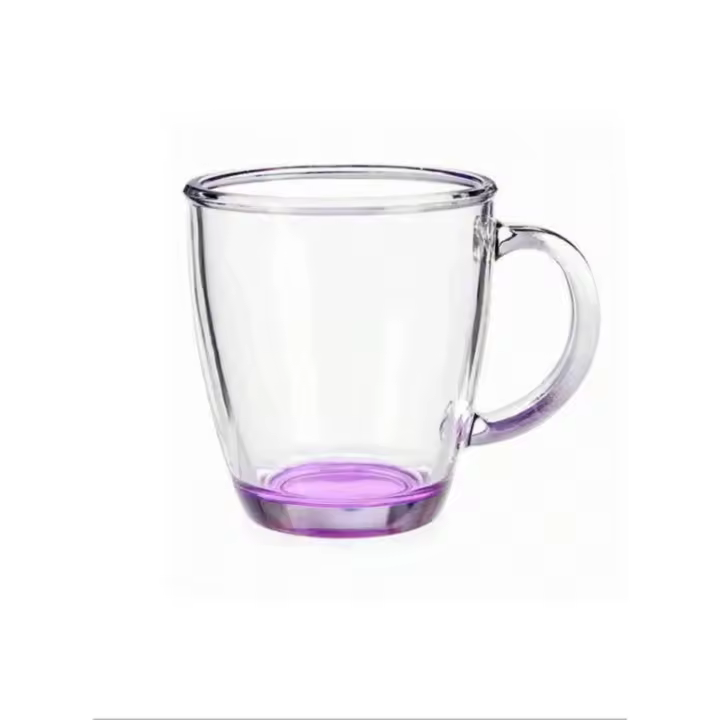 Taza de Desayuno Transparente y Colorida de 310ML Ideal para Leche, Jugo, Té o Agua - 1