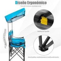 Sillas de Camping Plegables, Silla Plegable Portátil Doble con Bolsa de Transporte Refrigeradora, Silla de Picnic de 2 Asientos para Exteriores con Mesa y Dosel Desmontable (Azul) - details 8