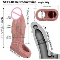 Empaque privado Sexy NUUN Funda realista con cabeza cerrada Dildo hueco Retraso de la eyaculación Funda para pene Extensor y juguete sexual de alargamiento para hombres - details 2