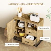 Mueble de Salón Ajustable Estante Abierto con Base de Metal Ideal para Sala de Estar, Cocina, Comedor 80x40x78 cm Marrón - details 3