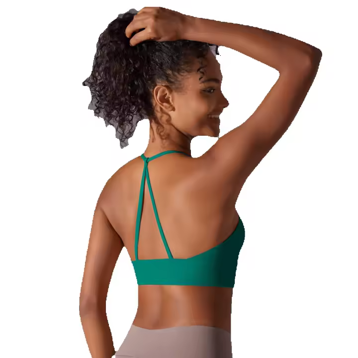 Top de mujer, cuello de chaleco Hai Yuga, decoración triul, deportes con espalda bonita, Top corto a prueba de golpes para - 1