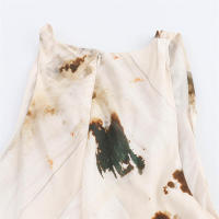 Vestido Largo Francés Chic Moda Verano Asimétrico con Estampado de Cuello Redondo sin Mangas - details 8