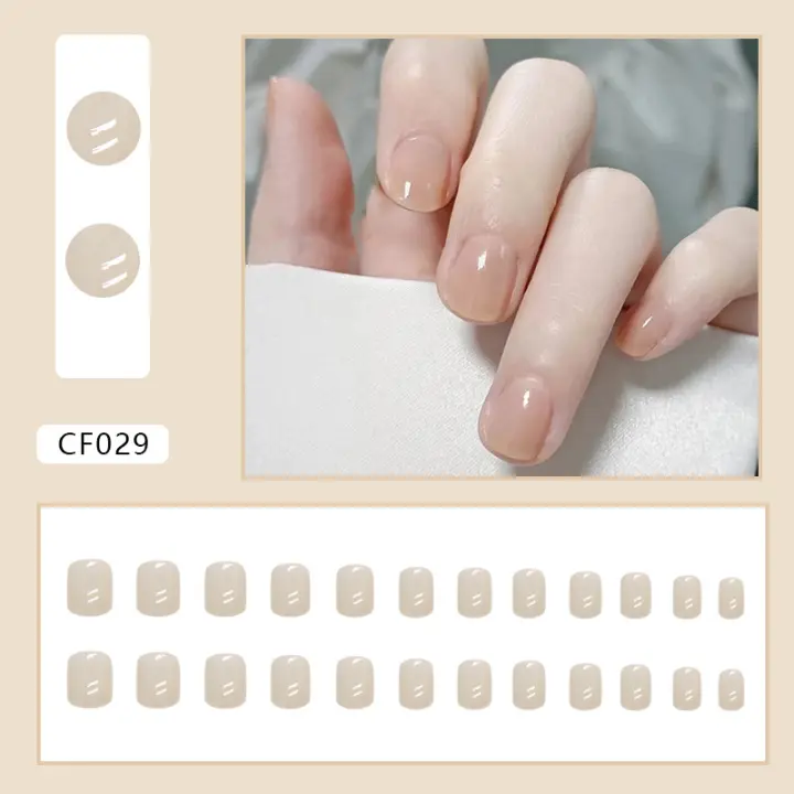 Juego De Uñas Postizas Press on Acrílicas 24Pc/set Para Mujer Uñas Glitter De Cabeza Cuadrada De Medio Tamaño Fáciles De Remover Artículos De Belleza Para Fiesta Y Oficina - 1