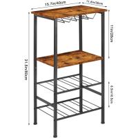 Estante de Vino Independiente para Bar de Vino con Soporte de Vidrio y Mesa, 8 Botellas, mesas de Vino de Madera con estantes, Organizador de Botellas de Vino de 4 Niveles - details 6