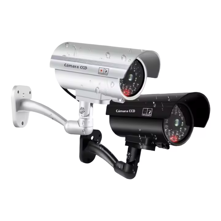 Cámara falsa con LED rojo intermitente en forma de bala, cámara de vigilancia CCTV de seguridad impermeable para el hogar, - 1