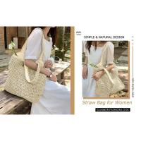 Bolso de Playa de Verano Leten Bolso de Mano Boho de Paisley Tejido Bolsa de Lujo con Forro de Cuero Ideal para Viajes y Compras - details 2