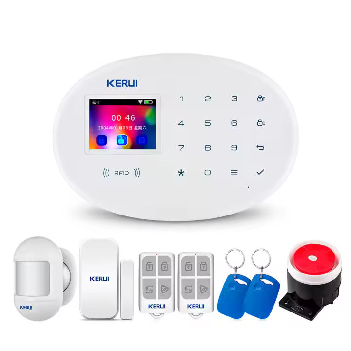 Sistema de Alarma de Seguridad para el Hogar KERUI Tuya WIFI GSM con Sensor de Movimiento Inalámbrico RFID APP IP Cámara Siren Alexa Certificación RoHS - 1