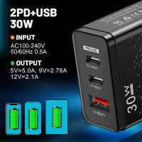 Adaptador de carga rápida de 3 puertos, cargador de pared USB, entrega de energía, 30W - details 3