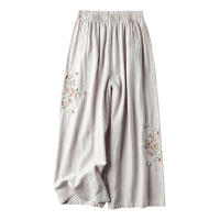 Pantalones rectos de pierna ancha de mezcla de lino para mujer, corte holgado para el trabajo y el uso diario - details 5