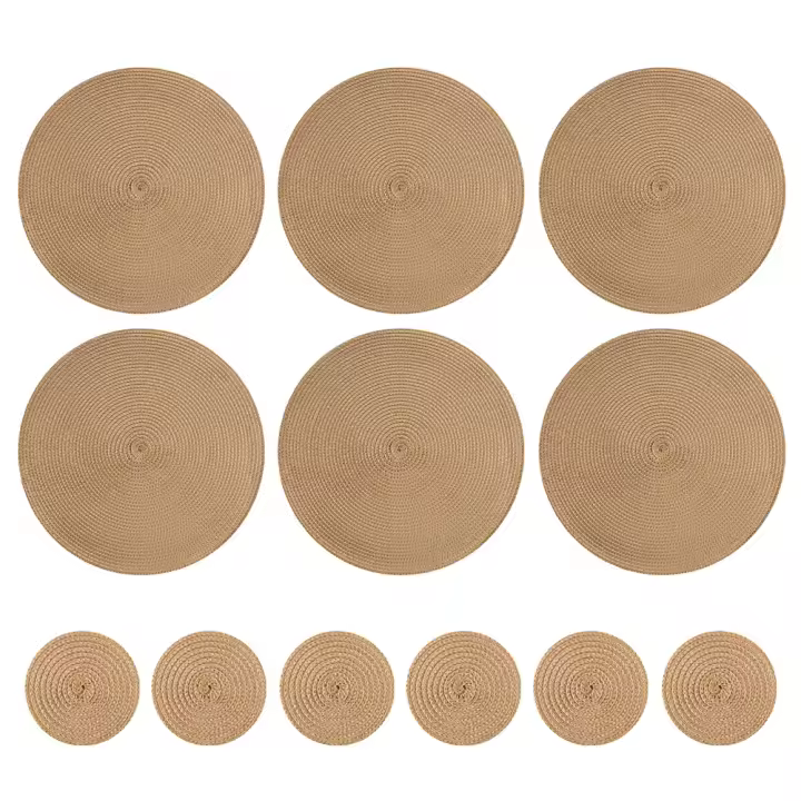 Manteles de Mesa Trenzados Redondos 12pcs Antideslizantes Lavables Decoración de Cocina y Comedor - 1