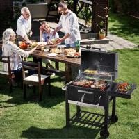 Carrito de Parrilla de Carbón Ajustable con Tapa BBQ Eléctrico con Termómetro para Acampar, Jardín, Balcón Productos Normales - details 11