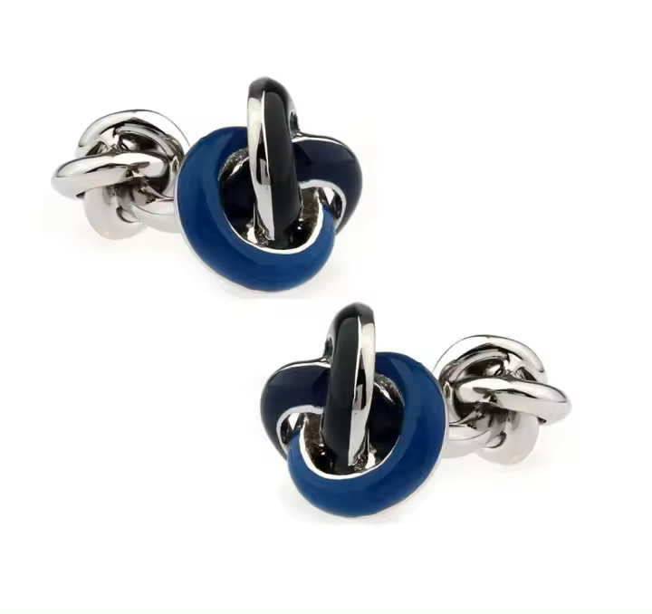 Gemelos con nudo de doble cara con diseño de bola para hombre, material de cobre de alta calidad, azul, venta al por mayor y al por menor - 1