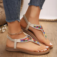 Sandalias Planas de Estilo Bohemio para Mujer Sandalias de Gladiador con Clip - details 8
