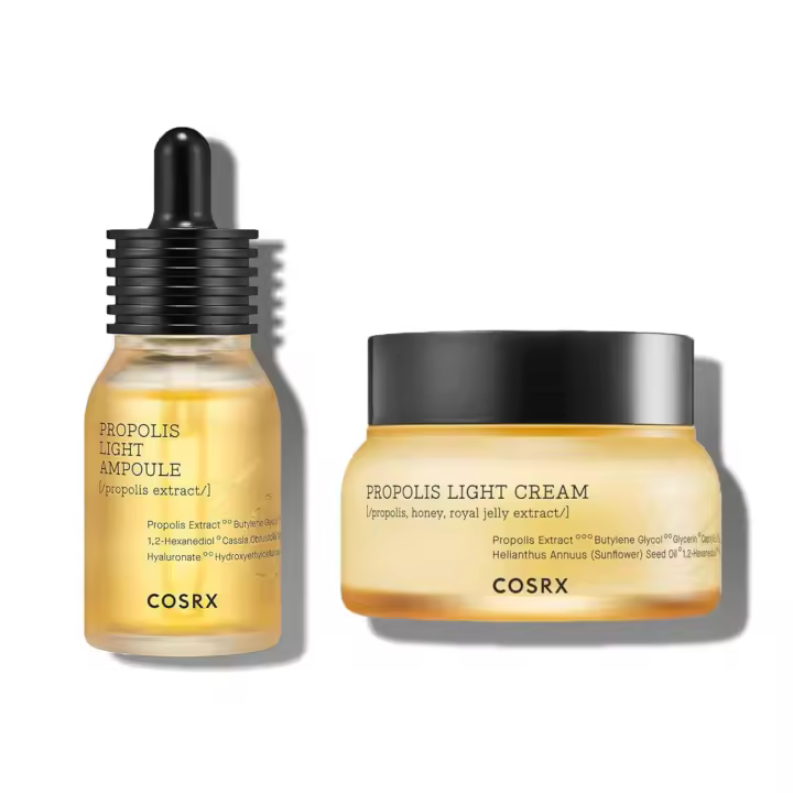 COSRX Glowing Duo- 73,5% ampolla + crema de propóleo 64,5%, conjunto definitivo para aumentar el brillo para pieles secas y sensibles, brillo de miel, - 1