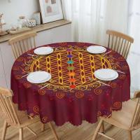 Mantel circular mandala, flor de loto de la vida, impermeable, resistente al aceite, 60 pulgadas, forma geométrica sagrada - details 145