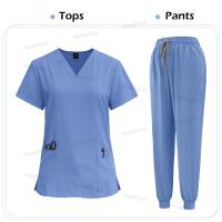 Exfoliante médico, bata quirúrgica de enfermería, exfoliante elástico de alta calidad, uniforme de color sólido para atención médica, ropa de trabajo al por mayor, unisex - details 7