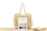 Bolso tejido hecho a mano con borla elegante coreana, vacaciones en la playa, bolso de hombro versátil de gran capacidad, moda - details 4