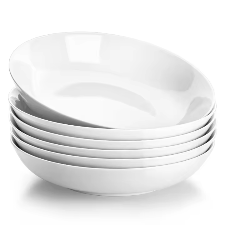MALACASA-vajilla China de porcelana blanca de marfil, plato para sopa de 9 pulgadas para 6/12 personas, 6/12 piezas - 1