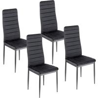Sillas de Comedor de 4 Piezas Elegantes Resalto Alto, Asiento Ergonómico, Diseño con Costuras Decorativas Material de Piel Sintética, Estructura de Acero - details 7