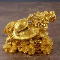 1 estatua de resina de oro/bronce Feng Shui, dragón, tortuga, moneda, riqueza, decoración de escritorio para el hogar, joyería Animal - details 0