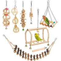 Juguetes para Pájaros de Madera 8 Piezas Juego de Periquito Masticador Juguetes Colgantes de Escalada para Pájaro Gato y Perro Tipo de Materiales Normales Hechos en China - details 5