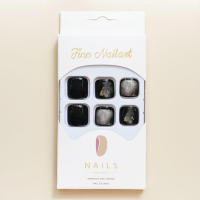 Lentejuelas doradas negras para mujeres y niñas, uñas postizas grandes y elegantes manchadas, manicura DIY - details 6