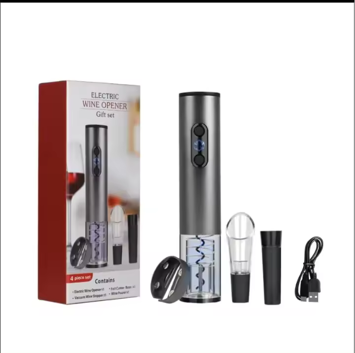 Abridor de Vino Eléctrico con Set de Cortador de Aluminio Vacío y Licuadora para Amantes del Vino para Cocina Fiesta Bar Boda Recargable - 1