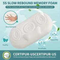 Almohada de espuma viscoelástica con contorno ortopédico, 1 pieza, Soporte cervical para alivio del dolor, Funda refrigerante - details 2
