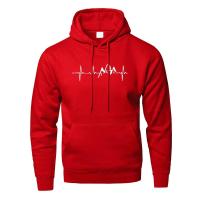 Sudadera De Manga Larga Para Hombre Mountain Heartbeat En Negro Y Gris Deportiva Para Otoño Sudadera Con Capucha Estilizada - details 2