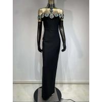 Verano vendaje 2025 mujeres celebridad Sexy Dias cristal negro Maxi vestido ceñido largo elegante vestido de fiesta de noche - details 5