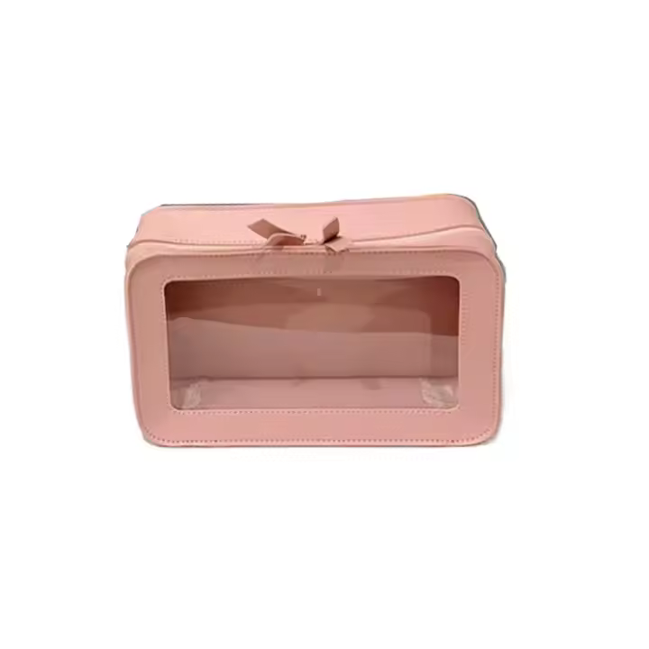 Bolsa de cosméticos de viaje de gran capacidad, bolsa de maquillaje portátil cuadrada con cierre de cremallera doble, impermeable, fácil de llevar - 1