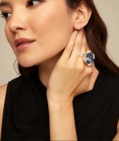 UNO DE Anillos de cristal - Anillos para mujeres en azul safiro o rosa rock, accesorios de moda para fiestas y festividades para niñas - details 2