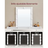 Brillo Ajustable, Mesa de Maquillaje con Espejo, 2 Cajones y 3 Compartimentos, Moderno, Blanco RDT164W01 - details 4